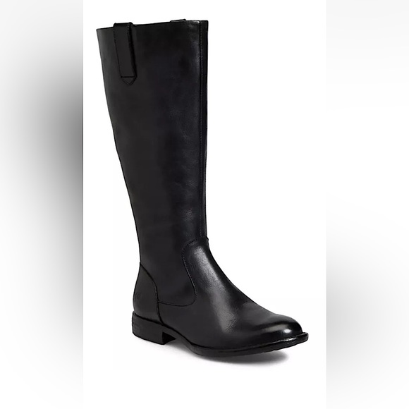 Born Shaunie Woman’s 6 Wide Calf Black Leather Knee High Tall Riding Boot NWT - Picture 1 of 13